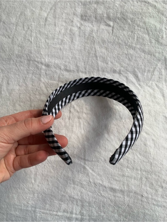 Doen Jeanie Cloth Padded Headband Hair Gingham Boho Black White main image 7